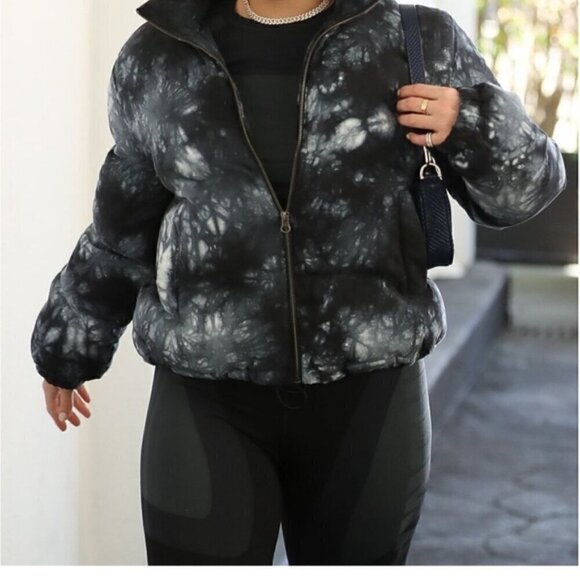 Anthropologie Cloth & Stone black/grey/ cream fabric puffer size medium - Picture 3 of 15